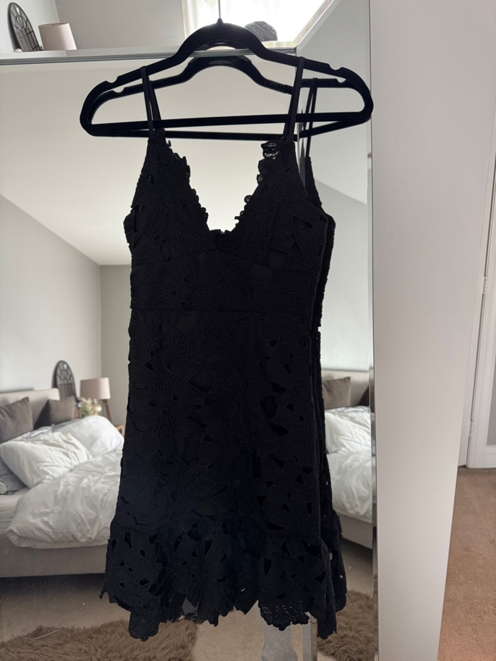 Nasty Gal Black Lace Mini Dress with V-Neck